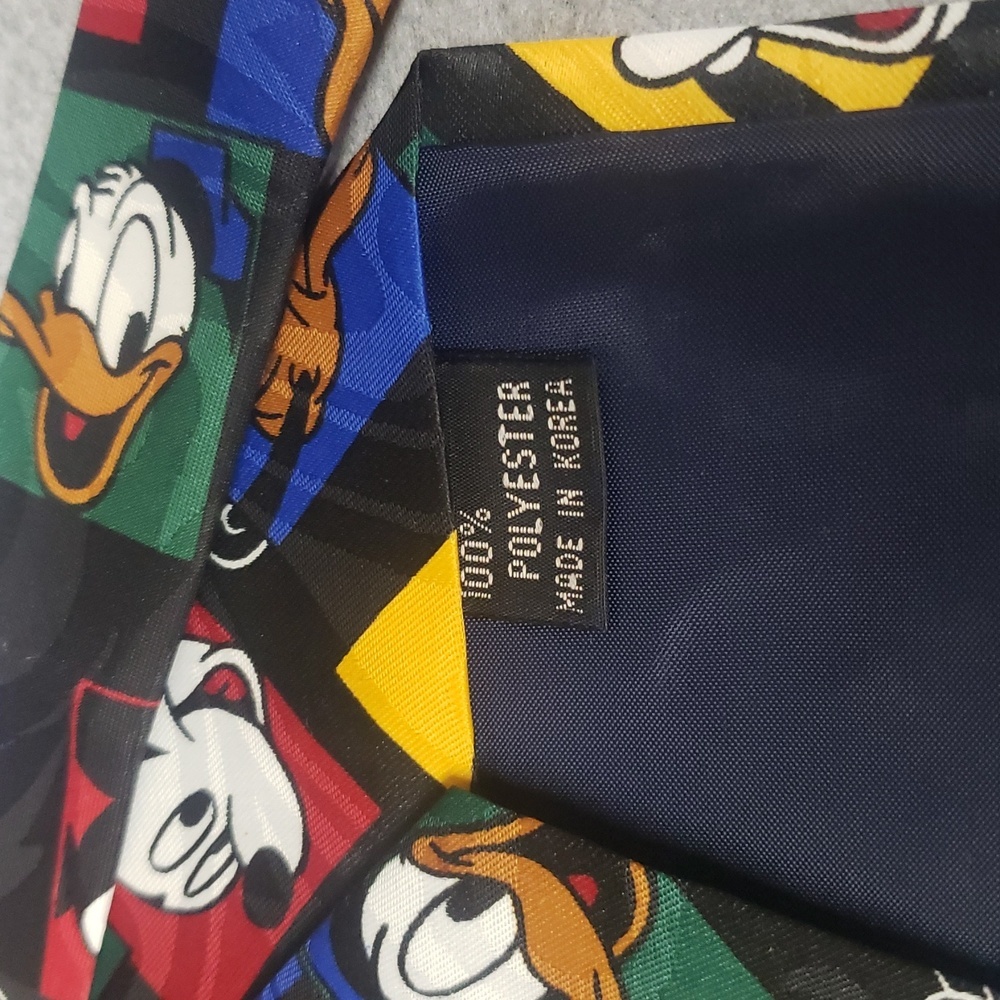 Disney Mickey Mouse, Donald, Pluto and Goofy Colorful Block Print Black Tie - Picture 5 of 5